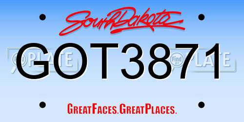 GOT3871 South Dakota License Plate