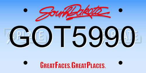 GOT5990 South Dakota License Plate