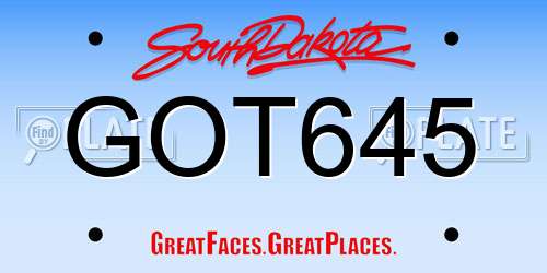 GOT645 South Dakota License Plate