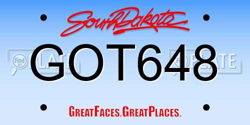GOT648 South Dakota License Plate