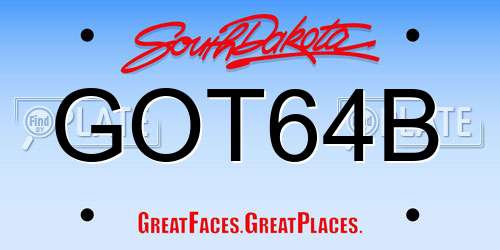 GOT64B South Dakota License Plate