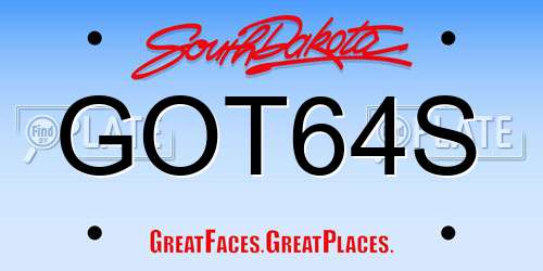 GOT64S South Dakota License Plate
