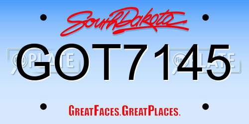 GOT7145 South Dakota License Plate