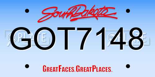 GOT7148 South Dakota License Plate