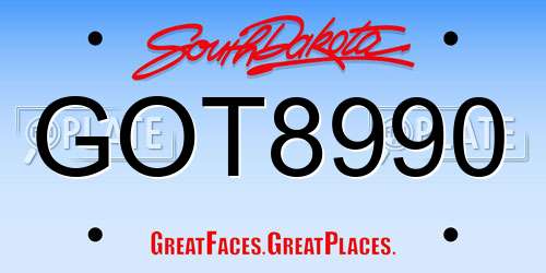 GOT8990 South Dakota License Plate