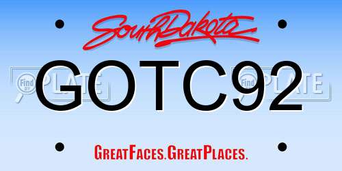 GOTC92 South Dakota License Plate