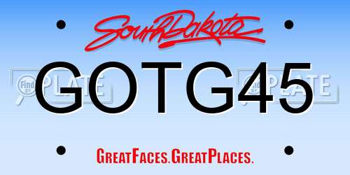 GOTG45 South Dakota License Plate