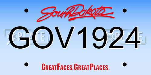 GOV1924 South Dakota License Plate