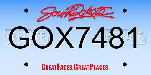 GOX7481 South Dakota License Plate
