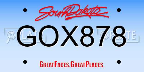 GOX878 South Dakota License Plate