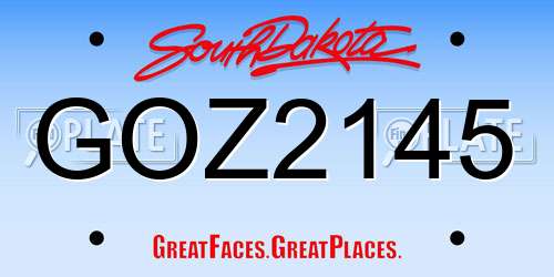 GOZ2145 South Dakota License Plate