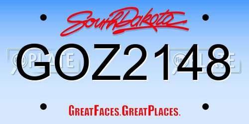 GOZ2148 South Dakota License Plate