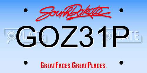 GOZ31P South Dakota License Plate