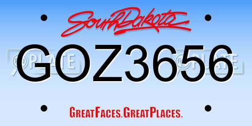GOZ3656 South Dakota License Plate