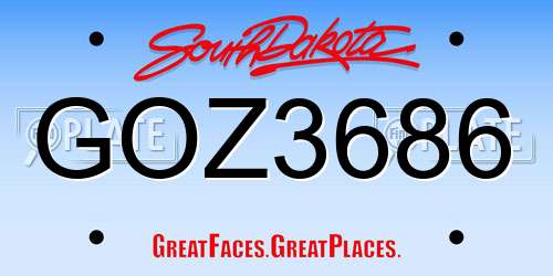 GOZ3686 South Dakota License Plate