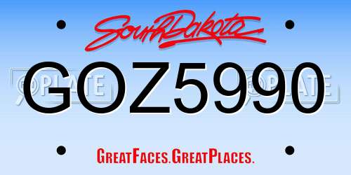 GOZ5990 South Dakota License Plate
