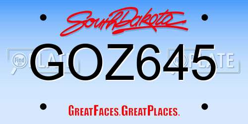 GOZ645 South Dakota License Plate