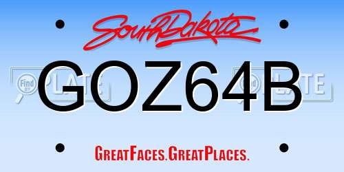 GOZ64B South Dakota License Plate