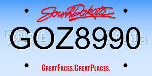 GOZ8990 South Dakota License Plate