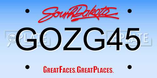 GOZG45 South Dakota License Plate