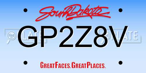 GP2Z8V South Dakota License Plate