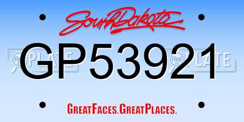 GP53921 South Dakota License Plate