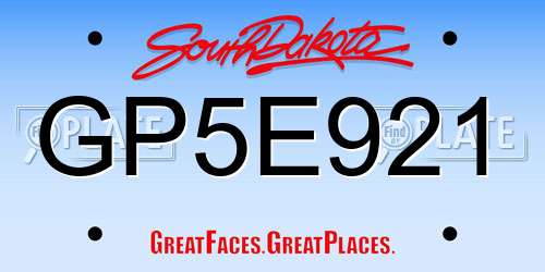GP5E921 South Dakota License Plate
