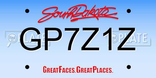 GP7Z1Z South Dakota License Plate