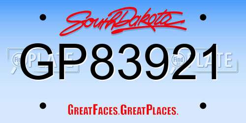 GP83921 South Dakota License Plate
