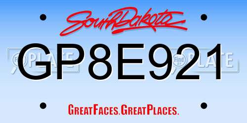GP8E921 South Dakota License Plate