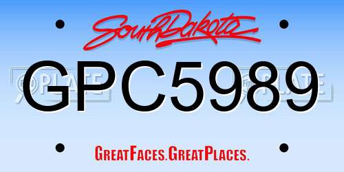 GPC5989 South Dakota License Plate