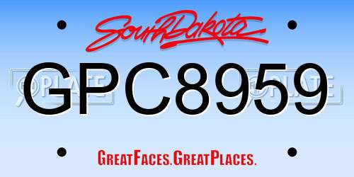 GPC8959 South Dakota License Plate