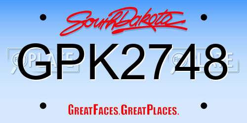 GPK2748 South Dakota License Plate