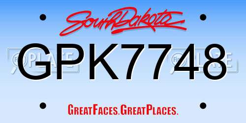 GPK7748 South Dakota License Plate