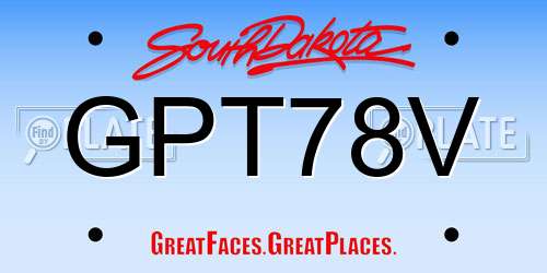 GPT78V South Dakota License Plate