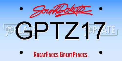 GPTZ17 South Dakota License Plate