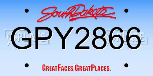 GPY2866 South Dakota License Plate
