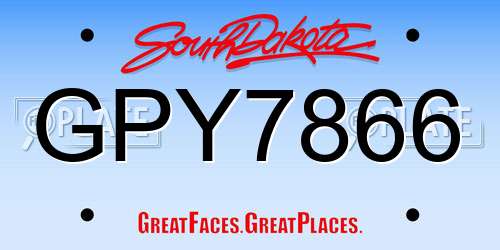 GPY7866 South Dakota License Plate