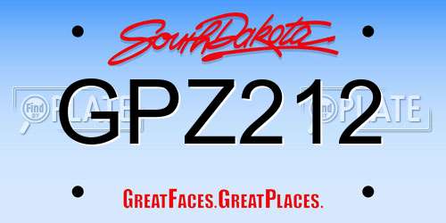 GPZ212 South Dakota License Plate