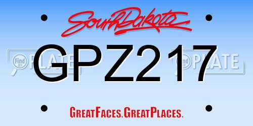 GPZ217 South Dakota License Plate