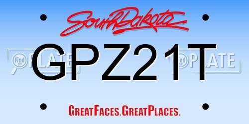 GPZ21T South Dakota License Plate