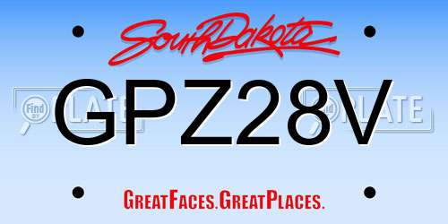 GPZ28V South Dakota License Plate