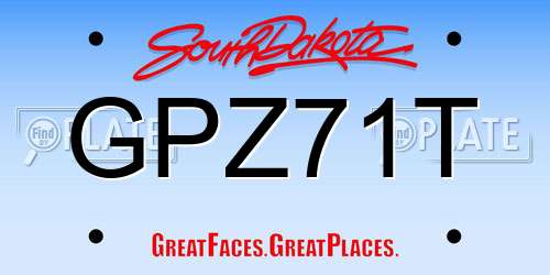 GPZ71T South Dakota License Plate