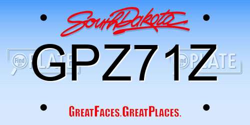 GPZ71Z South Dakota License Plate