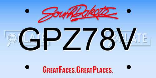 GPZ78V South Dakota License Plate