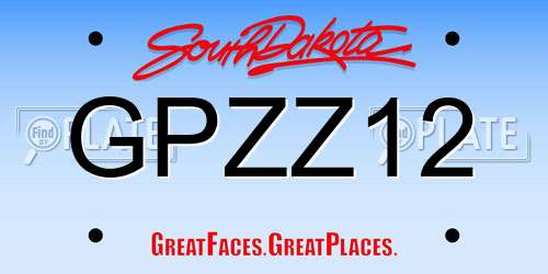 GPZZ12 South Dakota License Plate