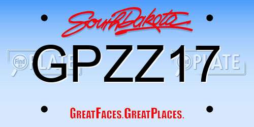 GPZZ17 South Dakota License Plate