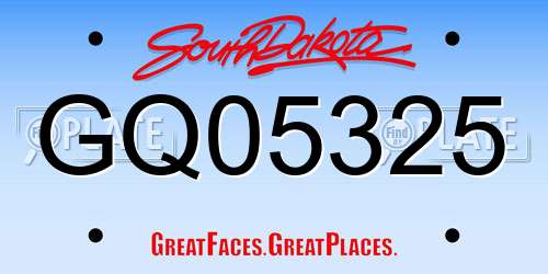 GQ05325 South Dakota License Plate