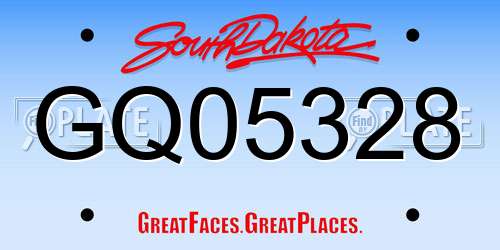 GQ05328 South Dakota License Plate