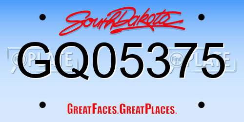 GQ05375 South Dakota License Plate